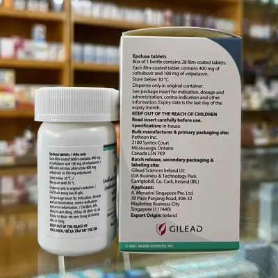 Thuốc điều trị 6 loại viêm gan C Epclusa Hộp 28 viên