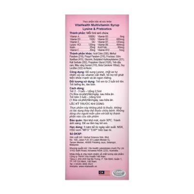 Multivitamin Syrup Lysine & Prebiotics Vitahealth 120ml